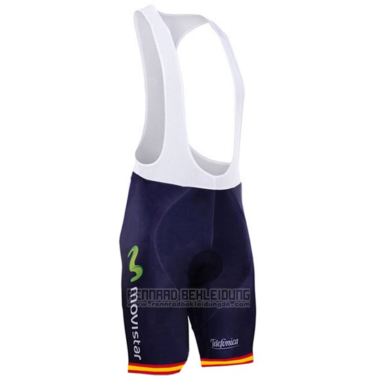 2017 Fahrradbekleidung Movistar Champion Spanien Trikot Kurzarm und Tragerhose - zum Schließen ins Bild klicken